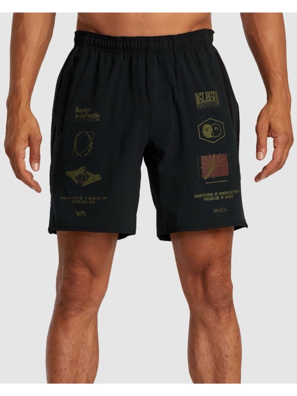 $60 RVCA Men’s Tigger Stretch 17” Black Training Beach Walk Short Size L